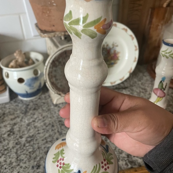 Hand painted taper holders . - Picture 3 of 4